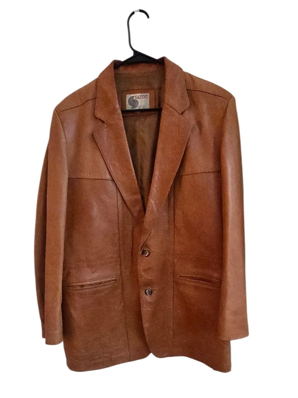 Vintage 70s Silton California Leather Blazer Jacket Mens 42 Western Cognac Tan